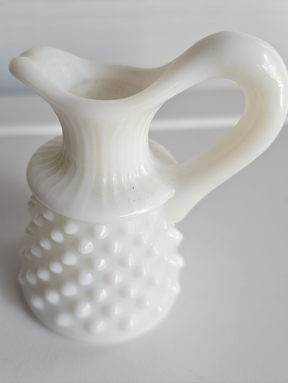 VTG White Hobnail Milk Glass Oil Cruet Pitcher
